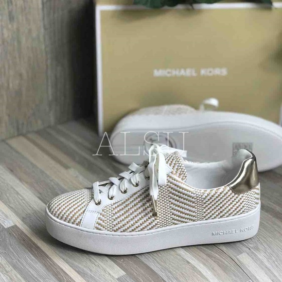 Michael Kors Poppy Lace Up Diagonal Weave Natural - Picture 7 of 8
